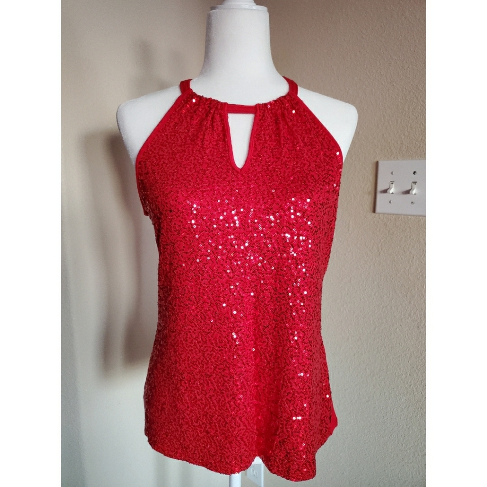 INC sequin red blouse